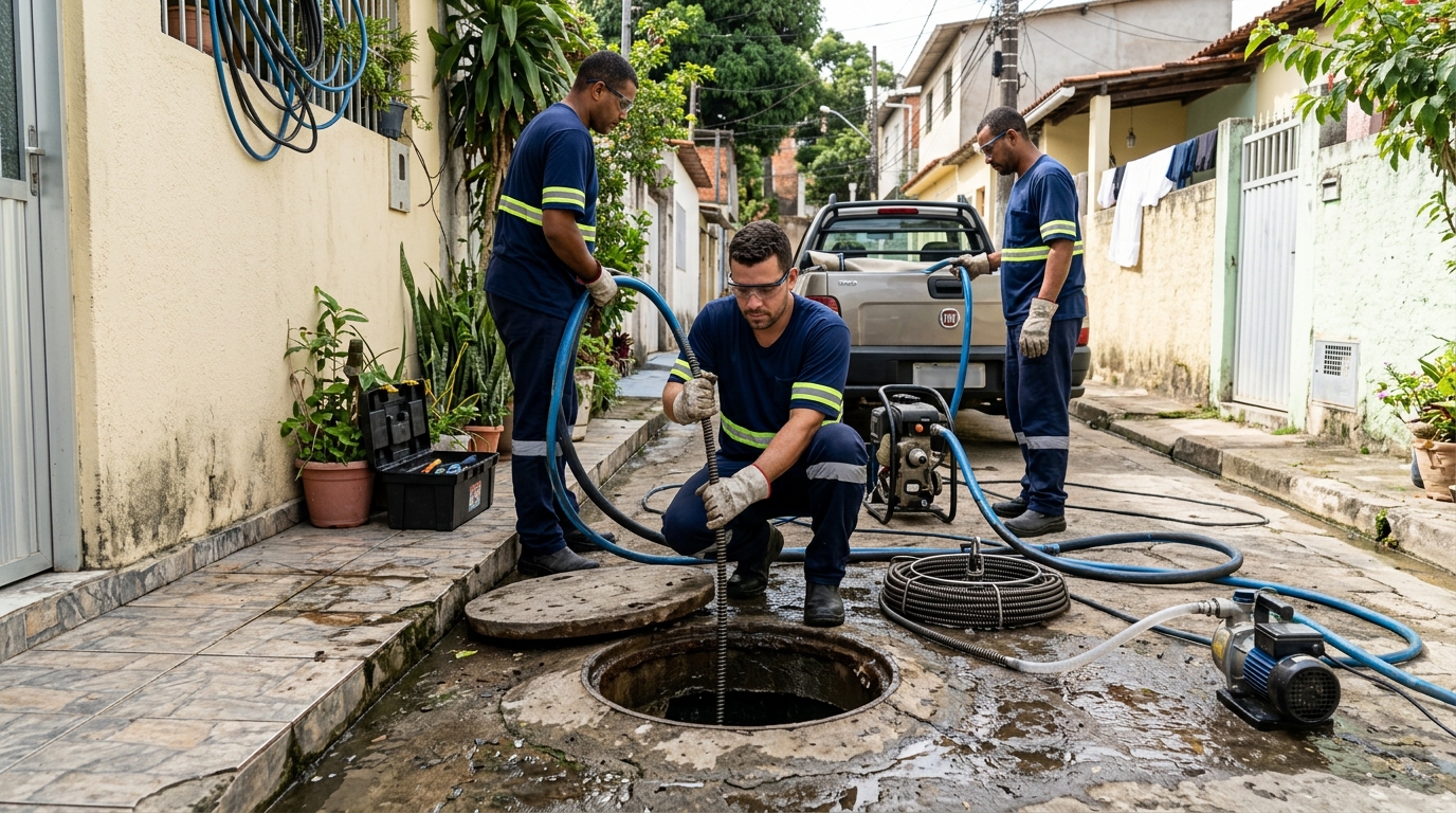 Desentupimento de esgoto com hidrojateamento em Vila Velha-ES