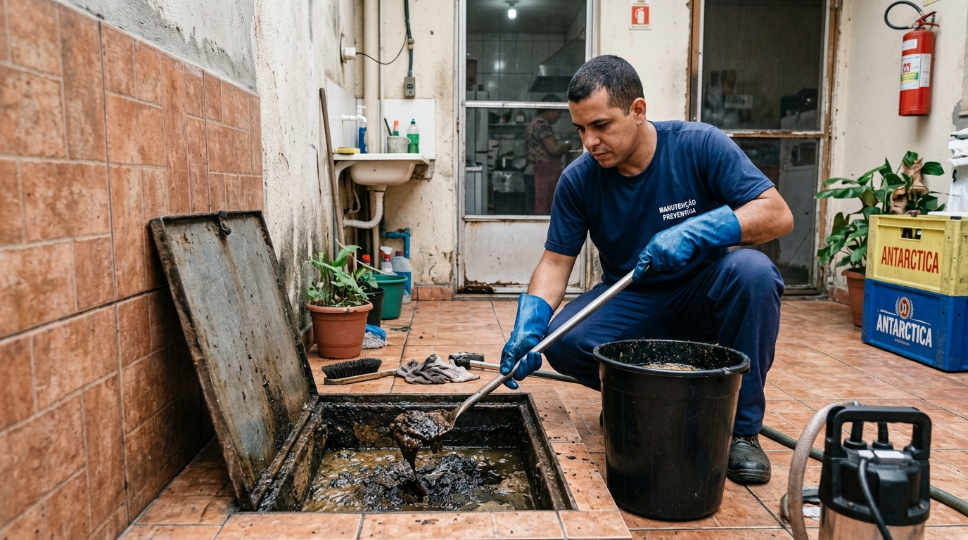 Equipe de limpeza de caixa de gordura em Vila Velha-ES